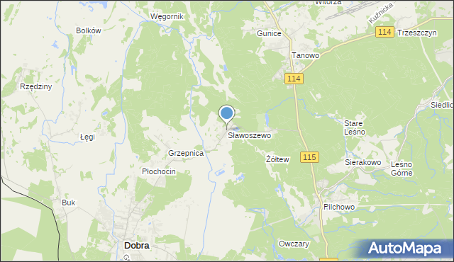 mapa Sławoszewo, Sławoszewo gmina Dobra (Szczecińska) na mapie Targeo